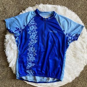 Dewey‎ Weber Quarter Zip Cycling Shirt Back Pockets Blue Thin Lightweight Large